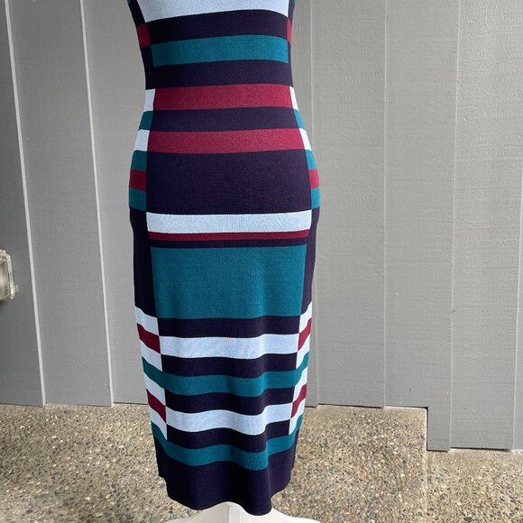 Stunning Vince Camuto Color Block Knit Sheath Dress - Picture 5 of 11